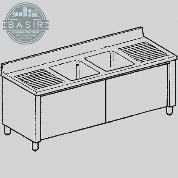 lavello 2 vasche con 2 gocciolatoi disegno tecnico