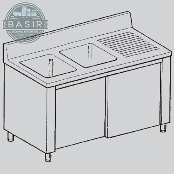 lavello 2 vasche con gocciolatoio disegno tecnico